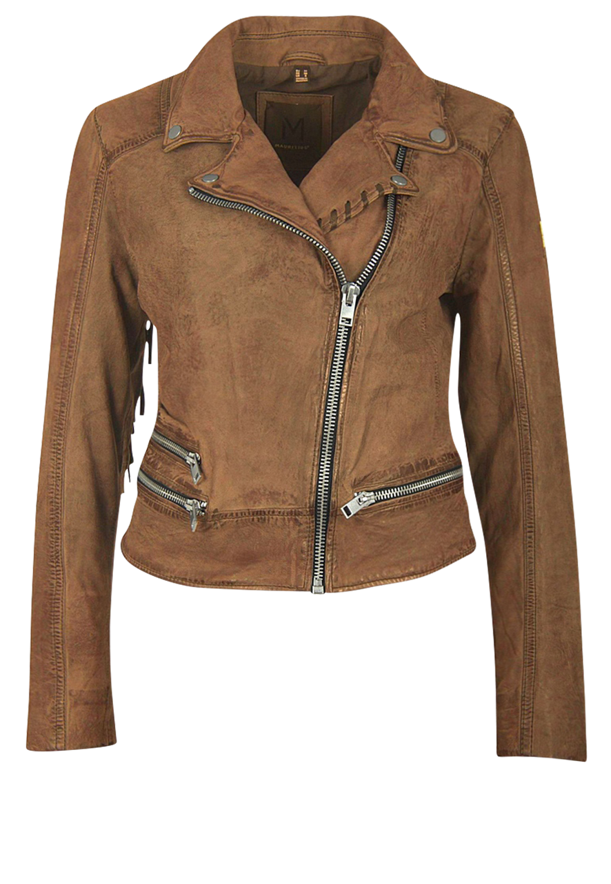 Mauritius Zoe Cognac Fringe Jacket