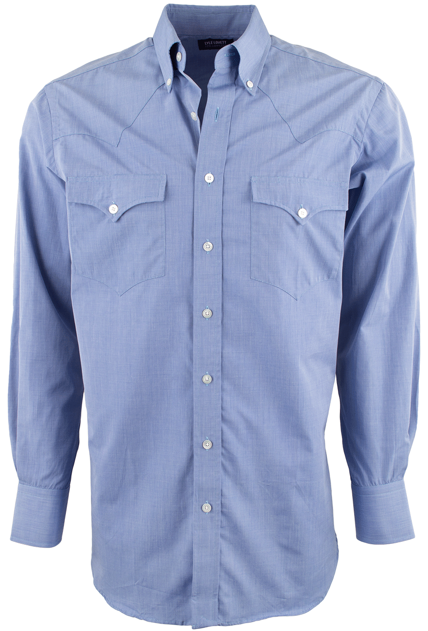Lyle Lovett for Hamilton Poplin Button-Front Shirt - Solid Blue