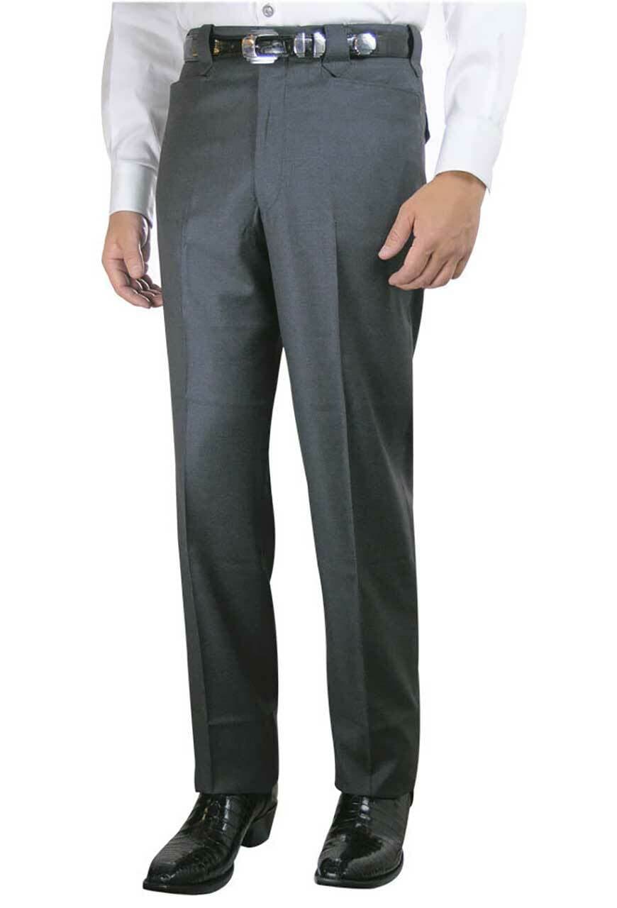 Luxury Plain Front Western Dress Slacks - Medium Gray