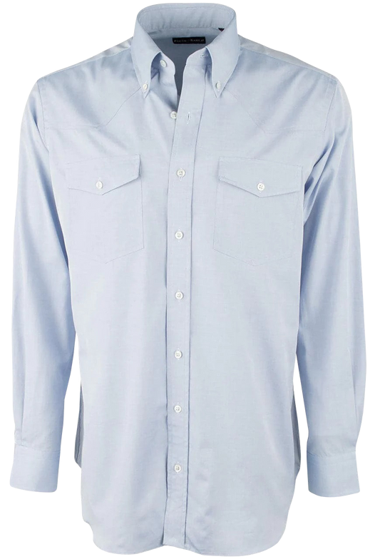 Pinto Ranch YY Collection Pinpoint Button-Front Shirt - Light Blue