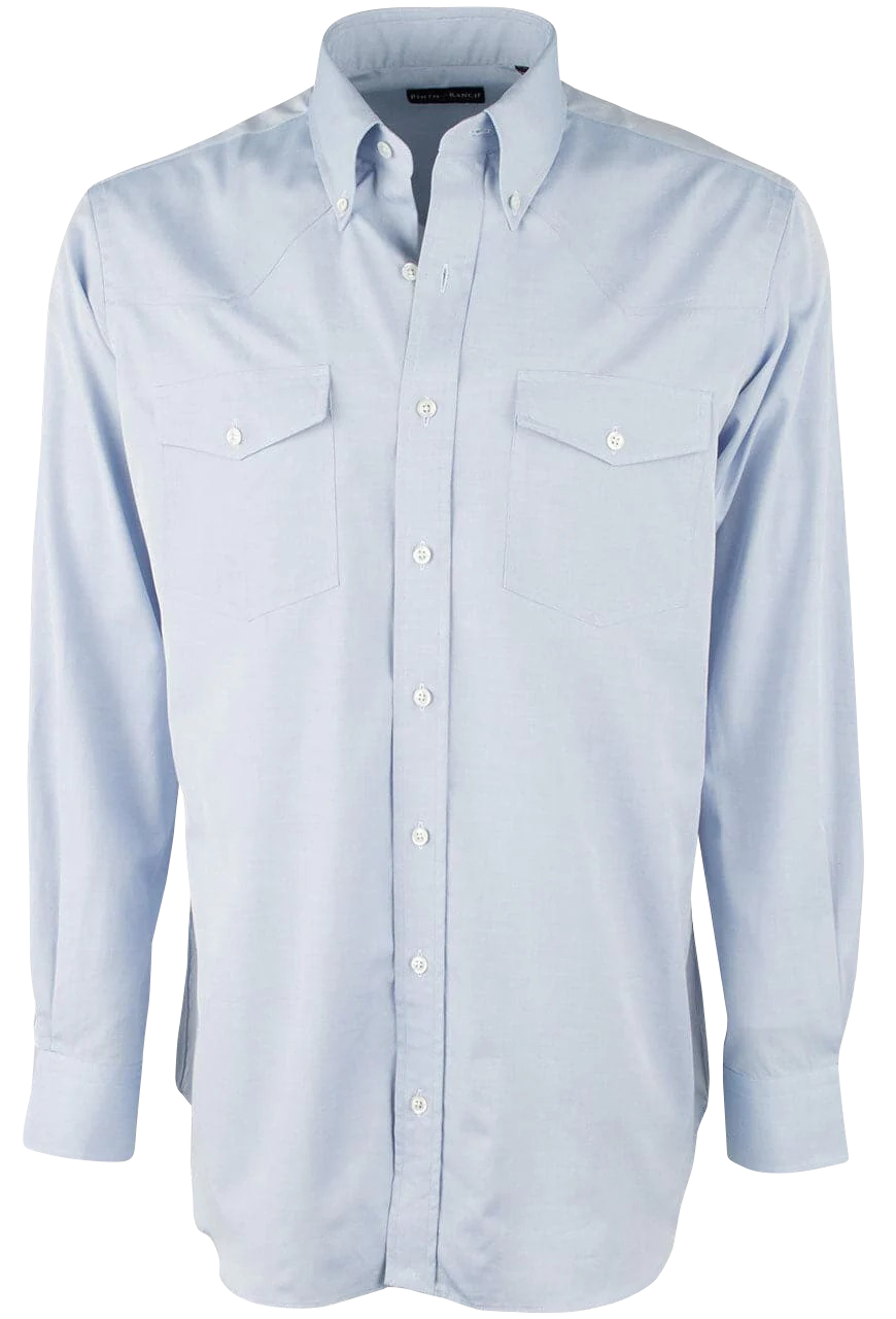 Pinto Ranch YY Collection Pinpoint Button-Front Shirt - Light Blue