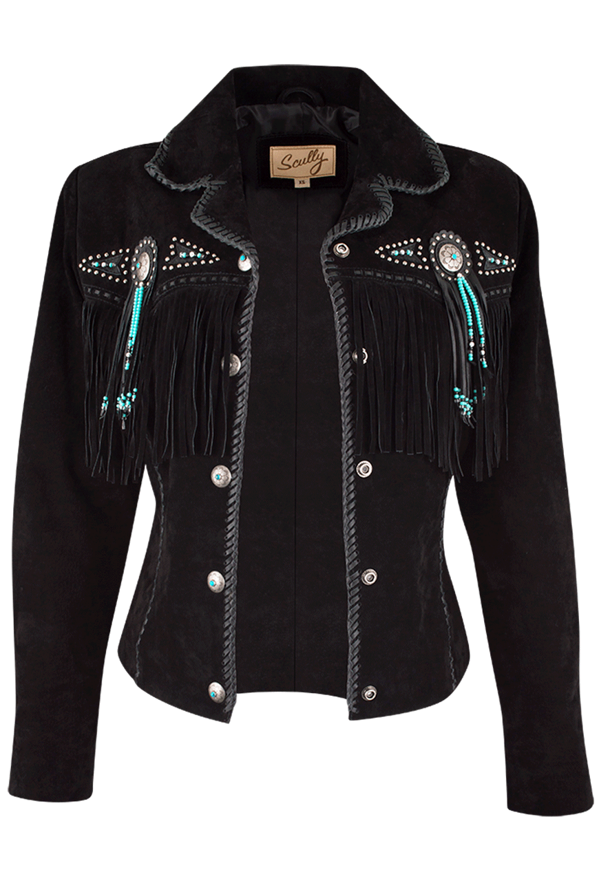 Scully Fawn Fringe Jacket - Black