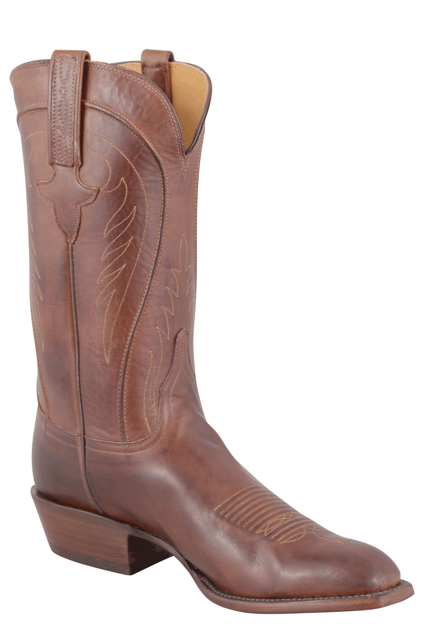 Lucchese Men's Burnished Ranch Hand Calf Cowboy Boots - Tan