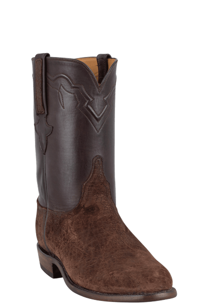 Lucchese Men's Hippo Leather Roper Boots- Chocolate