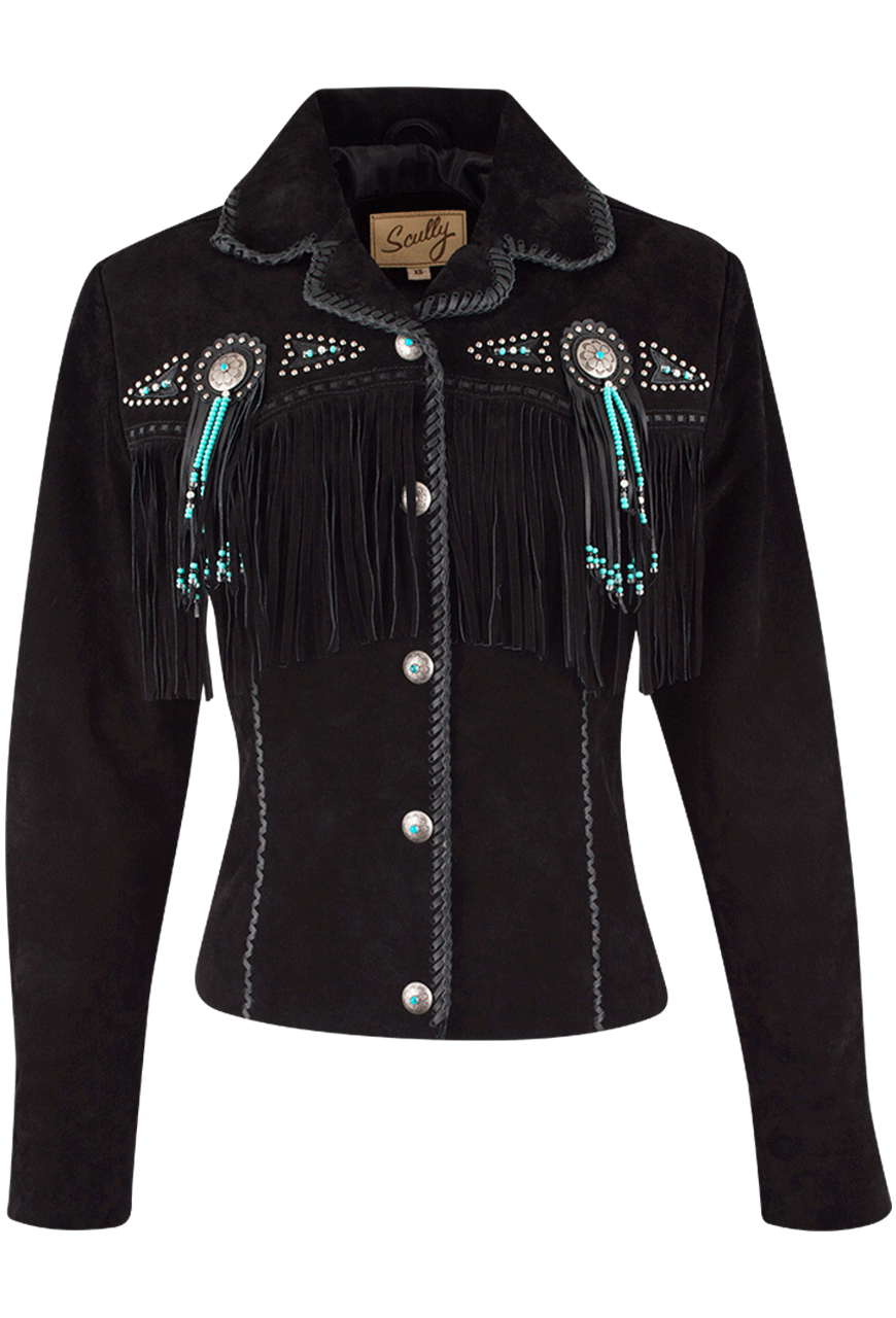 Scully Fawn Fringe Jacket - Black