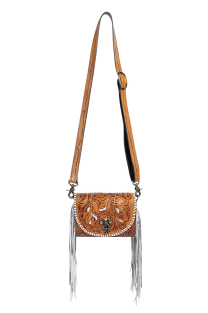 Juan Antonio Tooled Leather Crossbody Purse