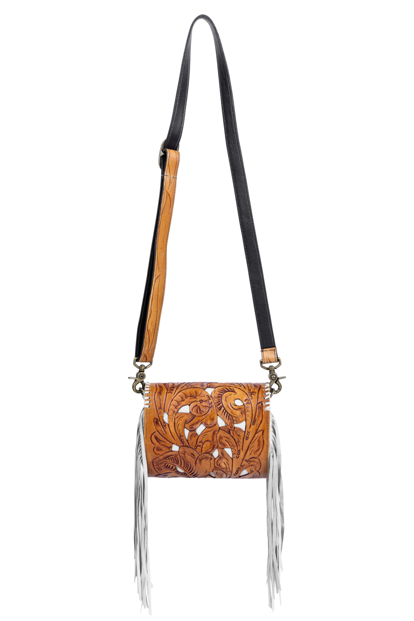 Juan Antonio Tooled Leather Crossbody Purse