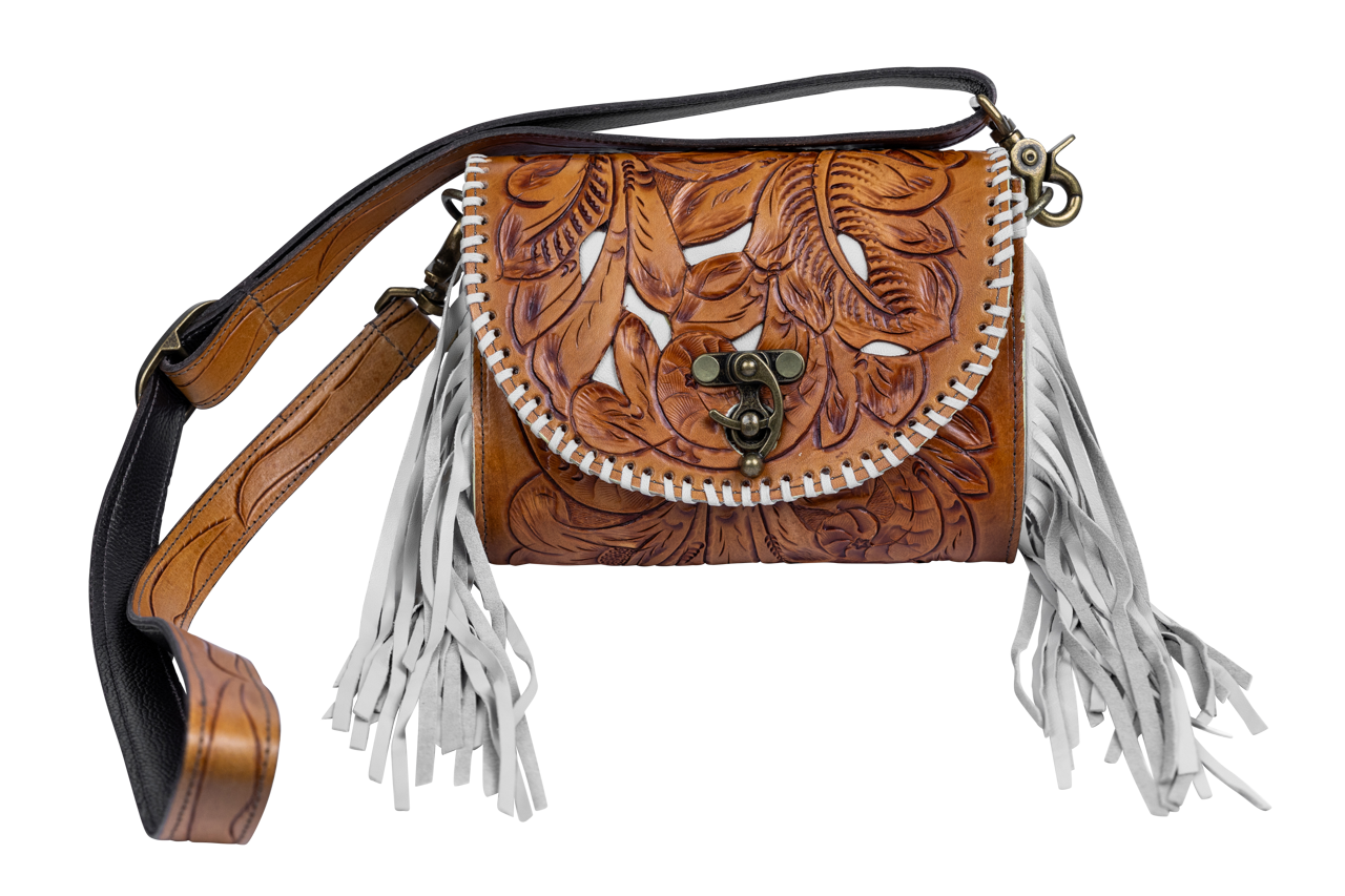 Juan Antonio Tooled Leather Crossbody Purse