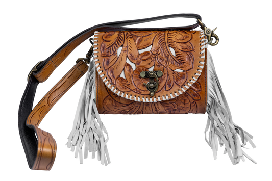 Juan Antonio Tooled Leather Crossbody Purse