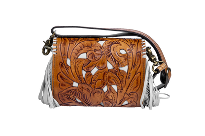 Juan Antonio Tooled Leather Crossbody Purse