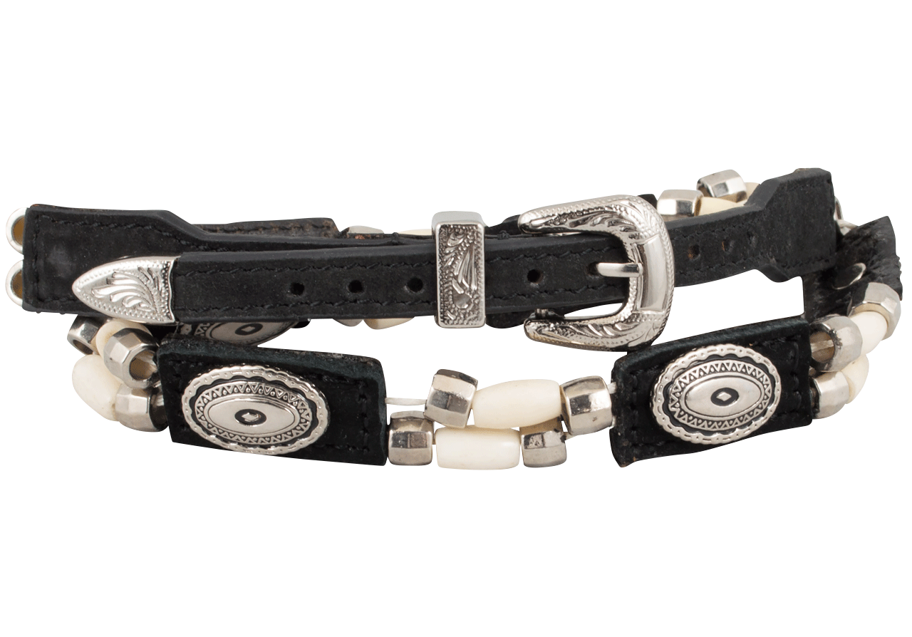 M&F Western Leather & Bone Beaded Hat Band