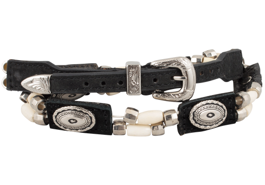 M&F Western Leather & Bone Beaded Hat Band