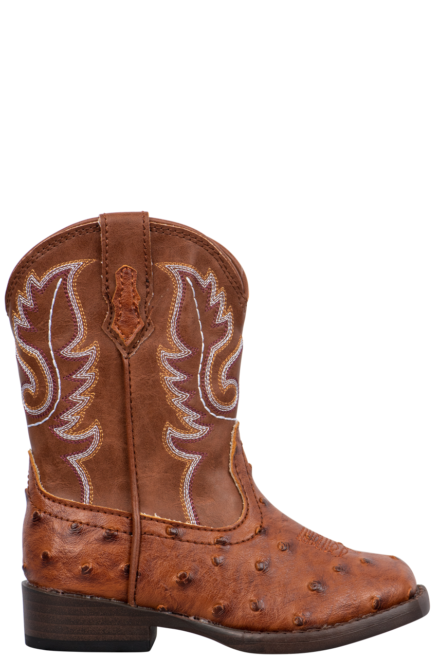 Roper Tan Faux Ostrich Toddler Boots