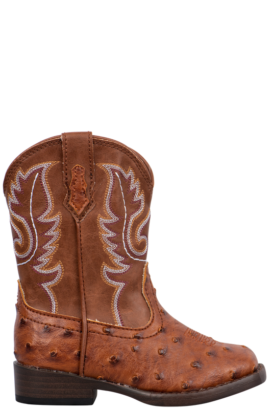 Roper Tan Faux Ostrich Toddler Boots