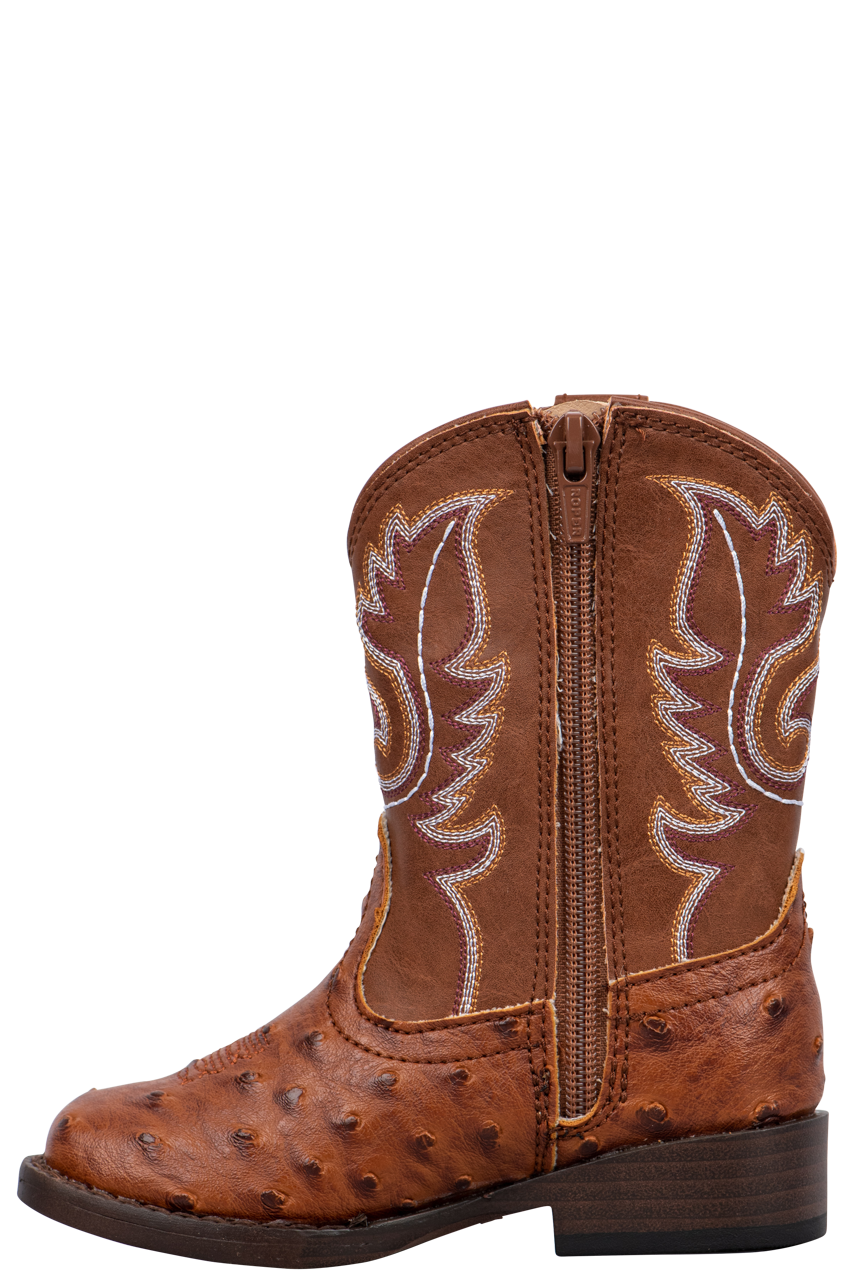 Roper Tan Faux Ostrich Toddler Boots