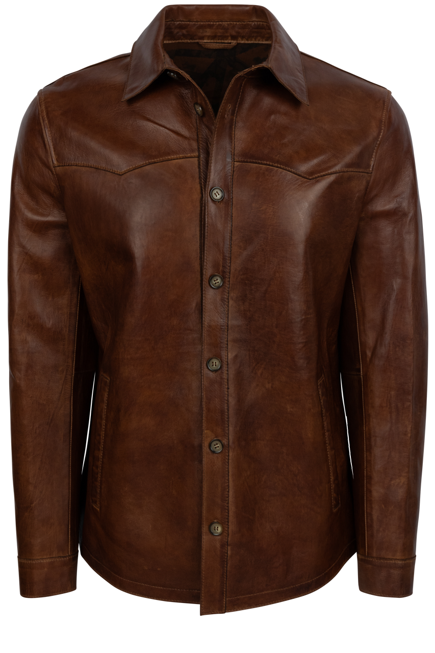 Scully Leather Shirt Jacket - Cognac