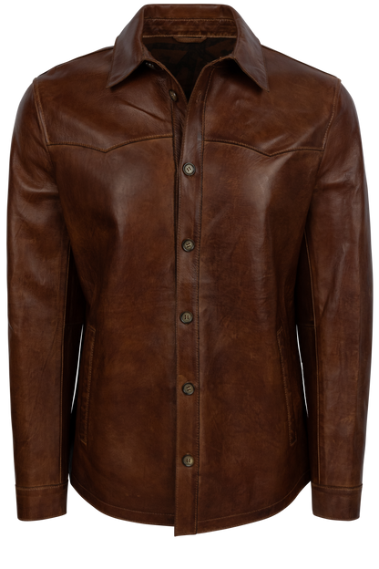 Scully Leather Shirt Jacket - Cognac