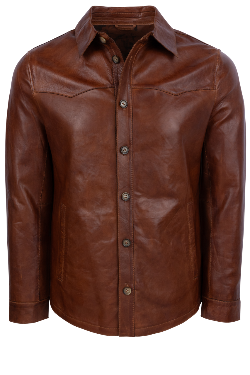 Scully Leather Shirt Jacket - Cognac