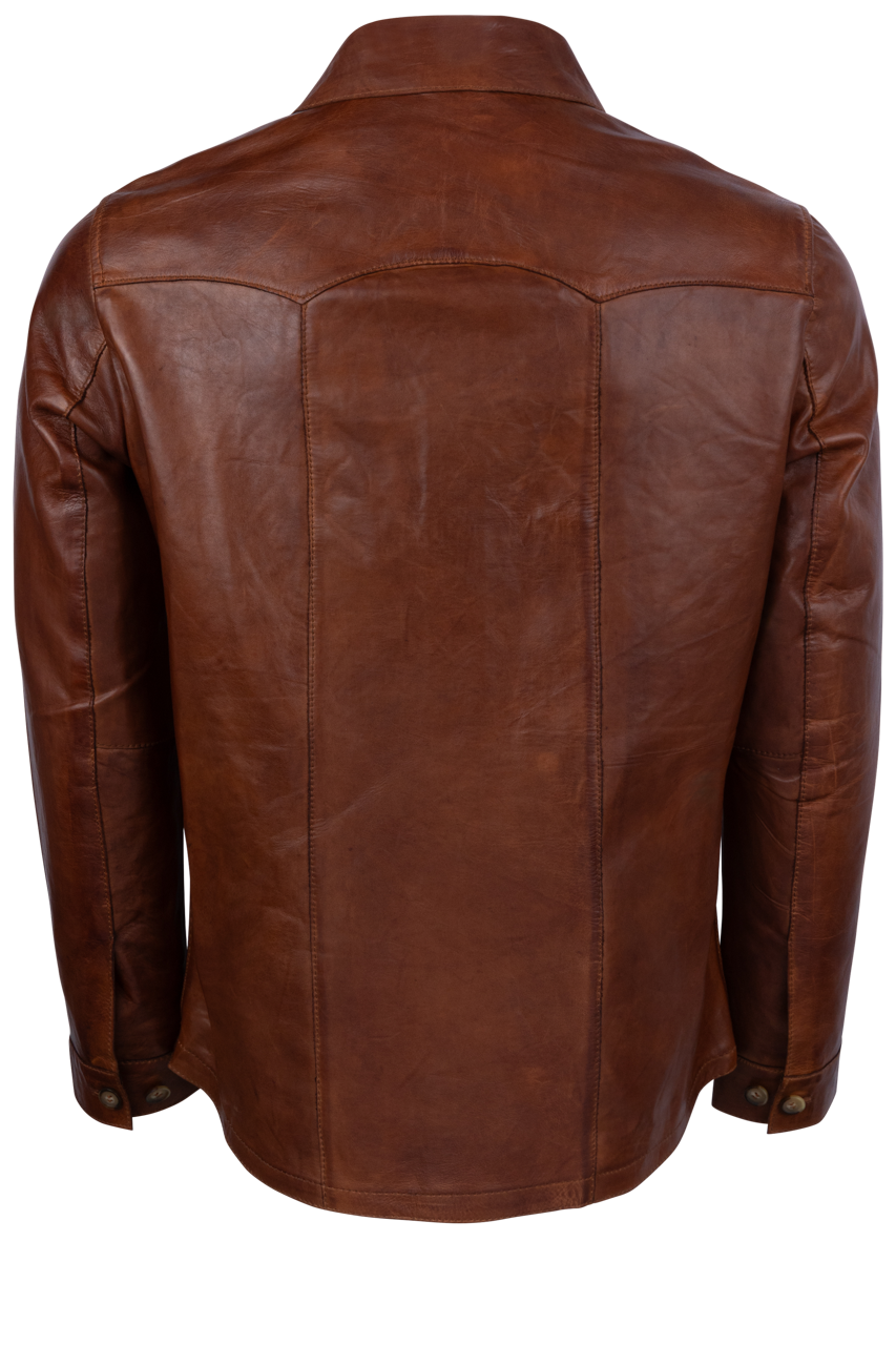 Scully Leather Shirt Jacket - Cognac