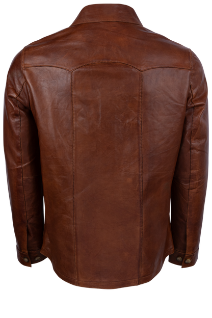 Scully Leather Shirt Jacket - Cognac