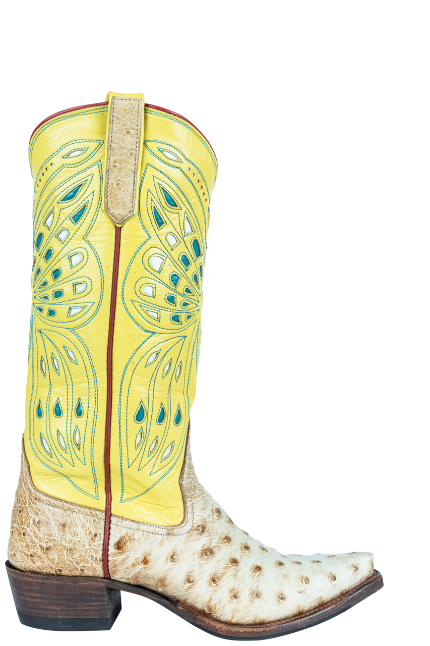 Rios of Mercedes Full Quill Ostrich Cowgirl Boots - Yellow