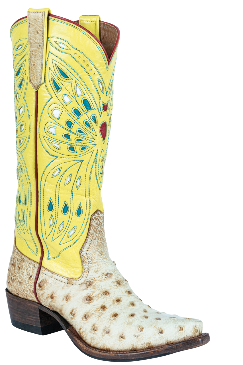 Rios of Mercedes Full Quill Ostrich Cowgirl Boots - Yellow