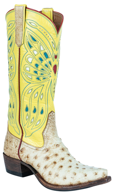 Rios of Mercedes Full Quill Ostrich Cowgirl Boots - Yellow