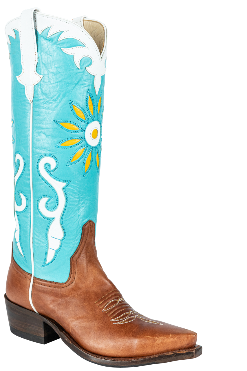 Rios of Mercedes Sunflower Cowgirl Boots - Turquoise