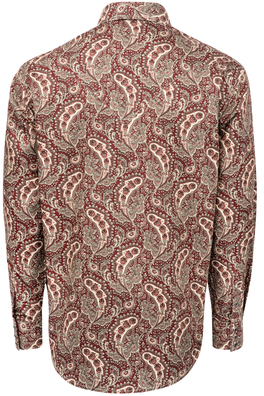 Stetson Men's Paisley Print Snap Front Shirt - Wine