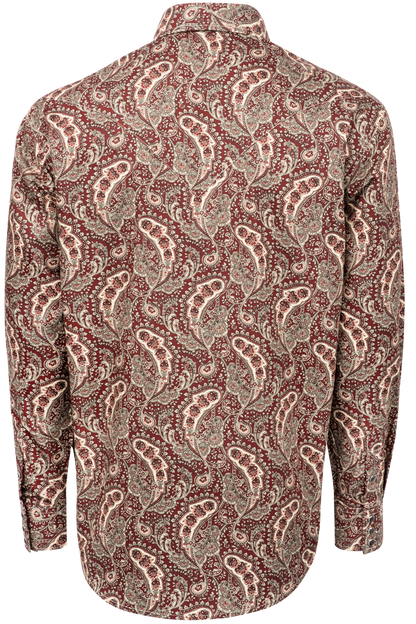 Stetson Men's Paisley Print Snap Front Shirt - Wine