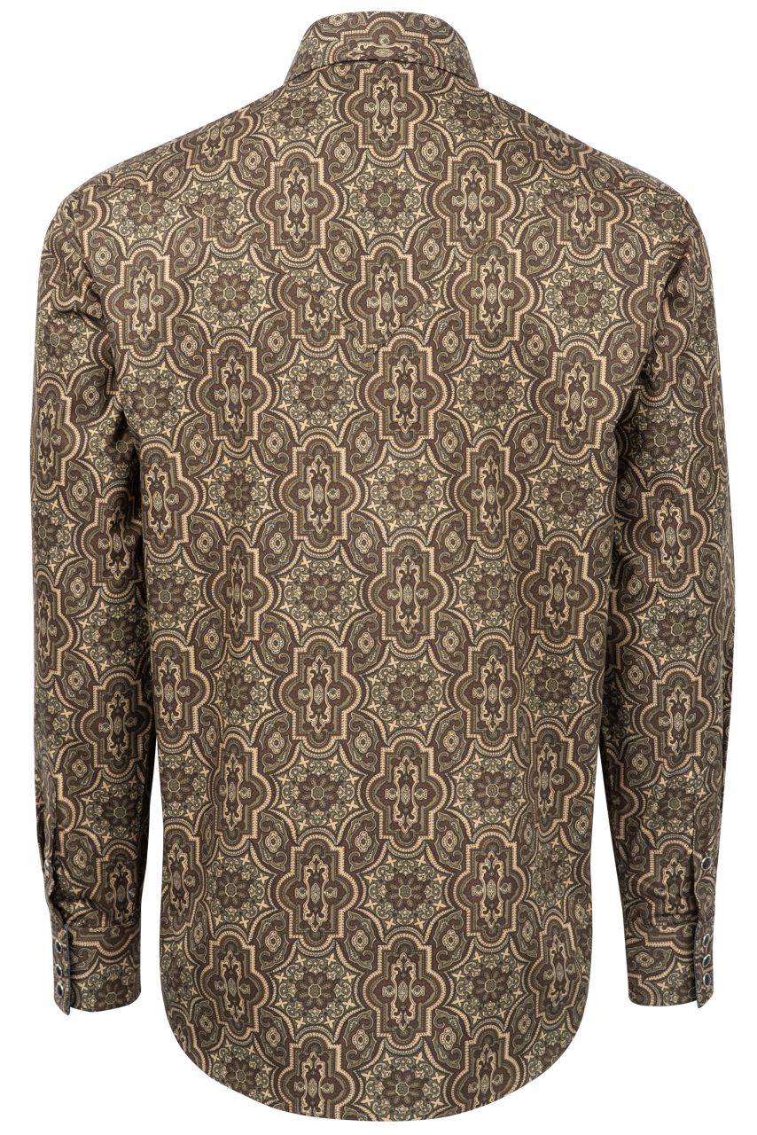 Stetson Men's Paisley Print Snap Front Shirt - Brown