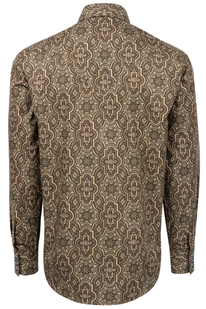 Stetson Men's Paisley Print Snap Front Shirt - Brown