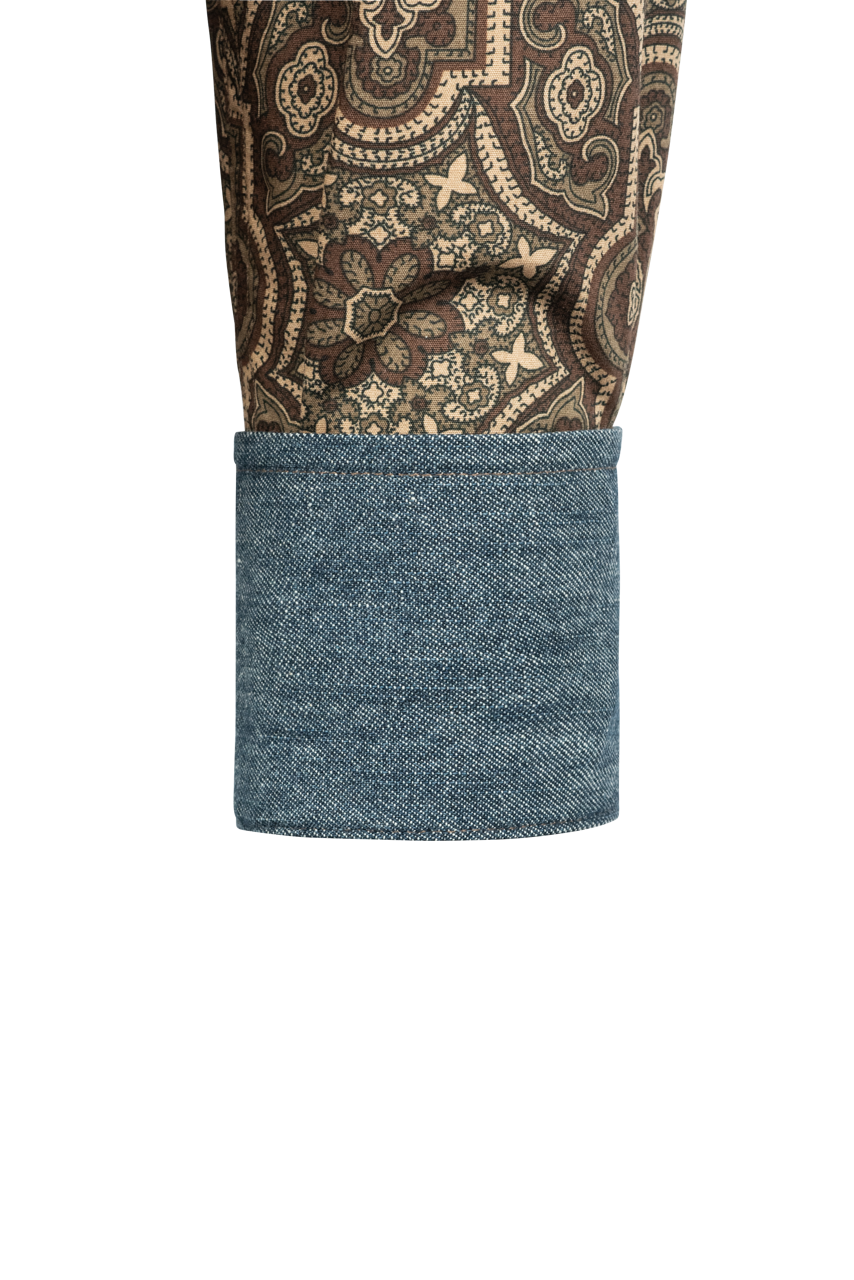 Stetson Men's Paisley Print Snap Front Shirt - Brown