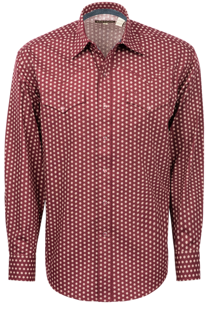 Stetson Men's Geometric Print Snap Front Shirt - Wine