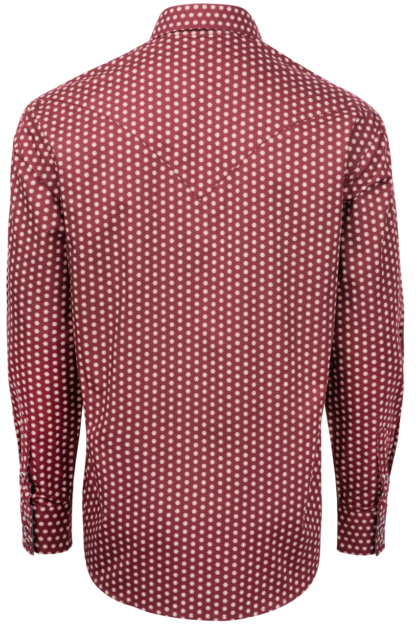 Stetson Men's Geometric Print Snap Front Shirt - Wine