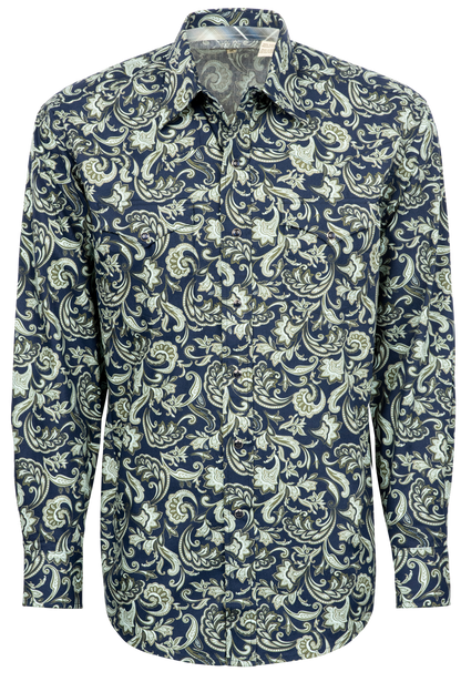 Stetson Men's 1826 Paisley Snap Front Shirt - Blue