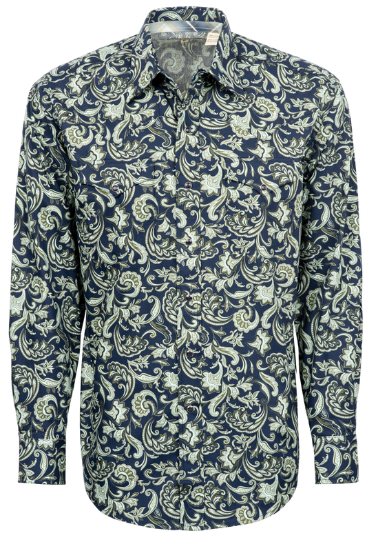 Stetson Men's 1826 Paisley Snap Front Shirt - Blue