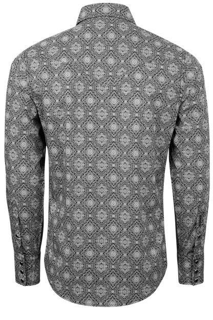 Stetson Men's Medallion Print Snap Front Shirt - Black