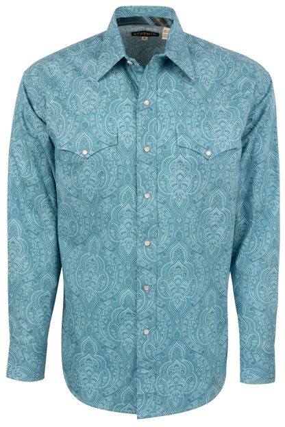 Stetson Men's Paisley Snap Front Shirt - Aquamarine