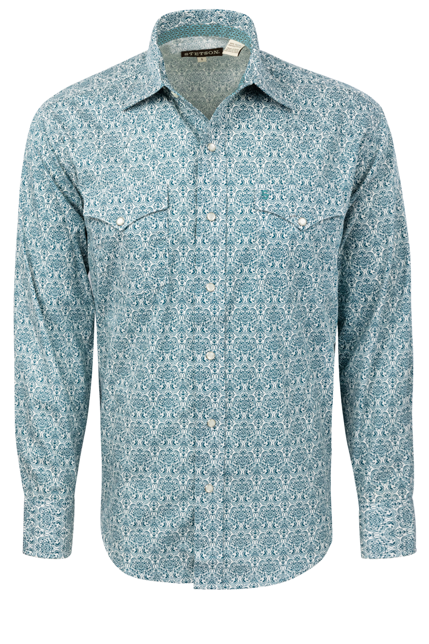 Stetson Men's Snap Front Shirt - Medallion Green