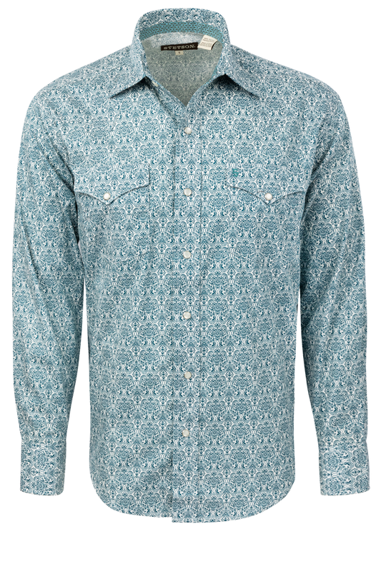 Stetson Men's Snap Front Shirt - Medallion Green