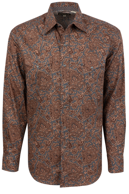 Stetson Men's Paisley Snap Front Shirt - Copper