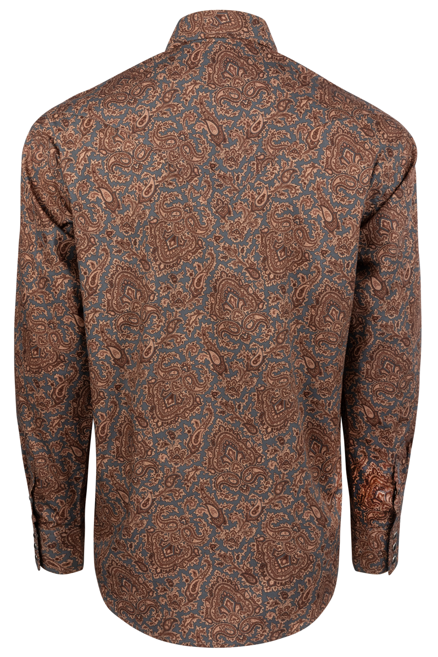 Stetson Men's Paisley Snap Front Shirt - Copper