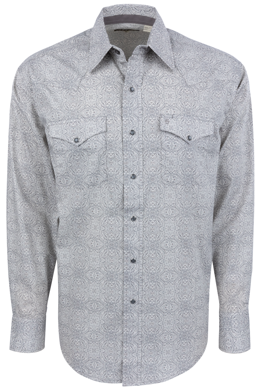 Stetson Men's Snap Front Shirt - Gray Medallion