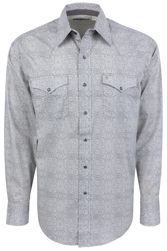 Stetson Men's Snap Front Shirt - Gray Medallion