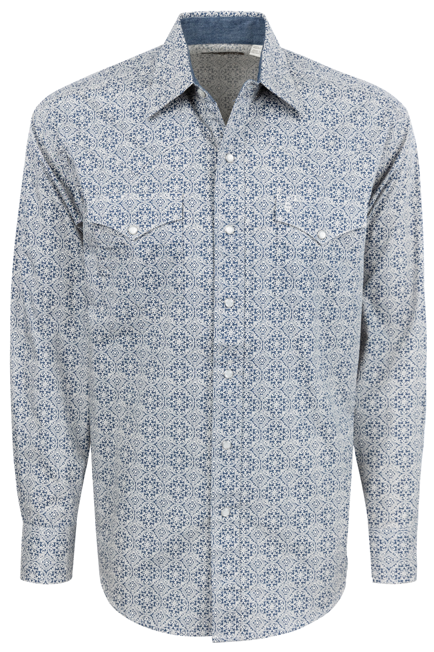 Stetson Men's Snap Front Shirt - Blue Medallion