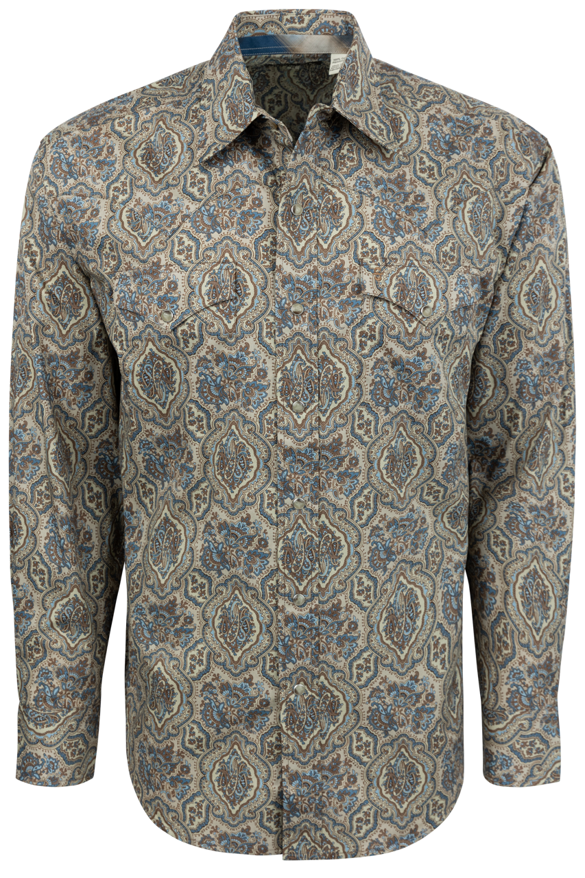 Stetson Men's Snap Front Shirt - Brown Medallion