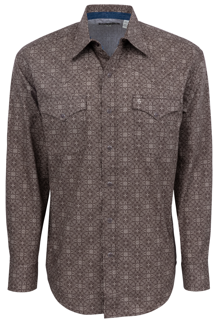 Stetson Men's Vintage Ornamental Snap Front Shirt - Brown