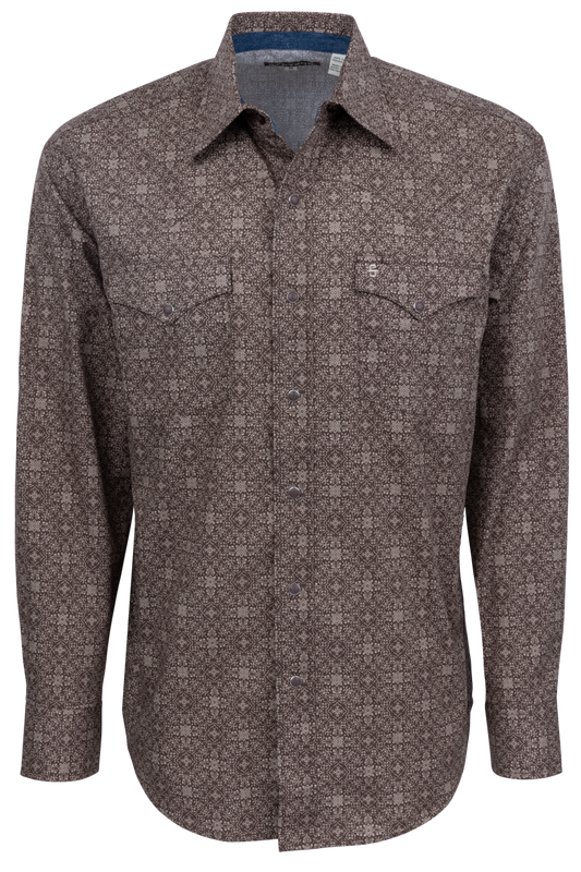 Stetson Men's Vintage Ornamental Snap Front Shirt - Brown