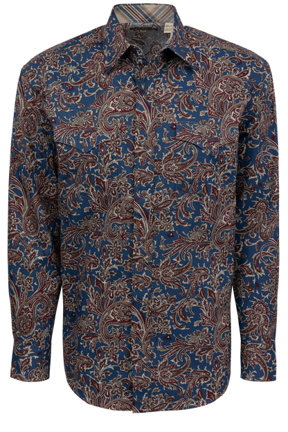 Stetson Men's Vintage Paisley Snap Front Shirt - Blue